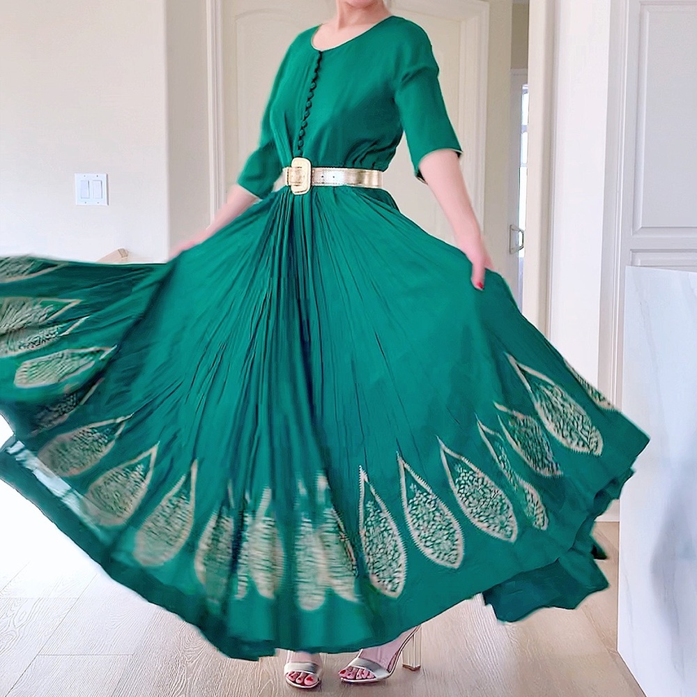 👗 BUNNAI Beautiful Green khaddar Dress XXL